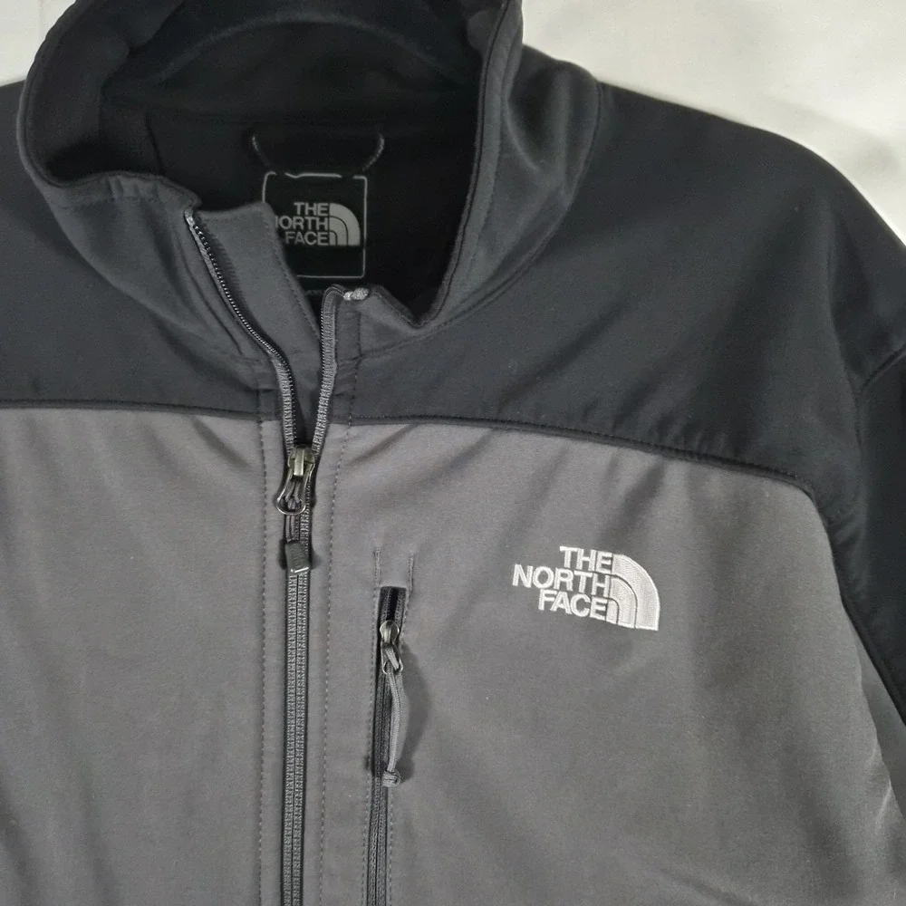 The North Face Men's XL Apex Softshell Jacket Black Gray Full Zip Fleece Lined